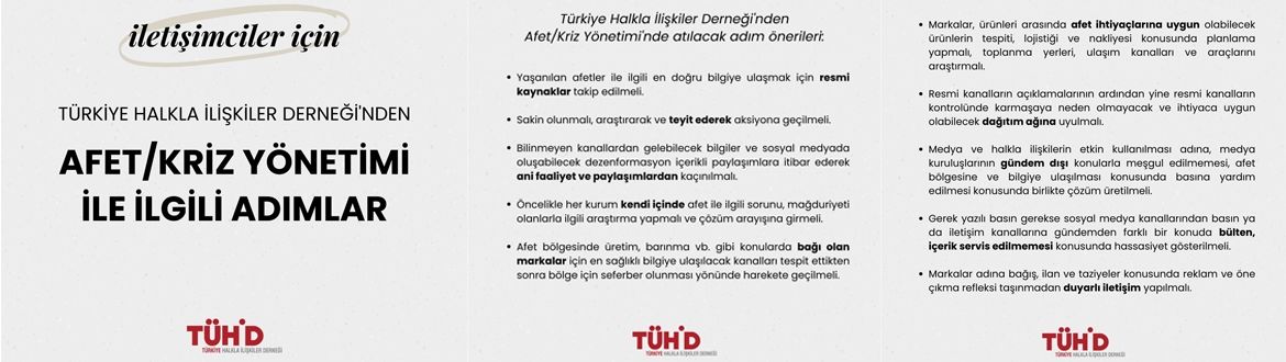 Türkiye Halkla İlişkiler Derneği'nden, Afet/Kriz Yönetimi'nde atılacak adım önerileri